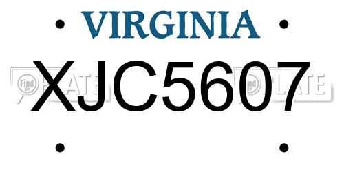 XJC5607 Virginia License Plate