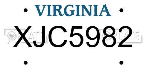 XJC5982 Virginia License Plate