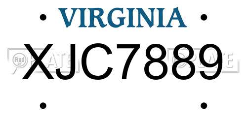 XJC7889 Virginia License Plate