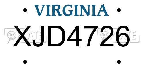 XJD4726 Virginia License Plate