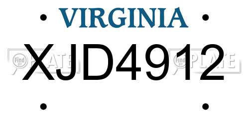 XJD4912 Virginia License Plate