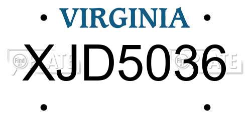 XJD5036 Virginia License Plate