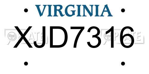 XJD7316 Virginia License Plate