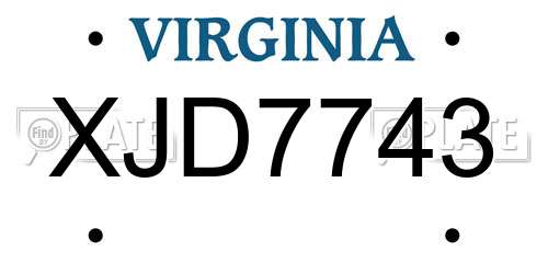 XJD7743 Virginia License Plate