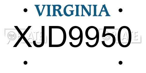 XJD9950 Virginia License Plate