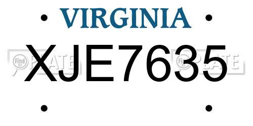 XJE7635 Virginia License Plate