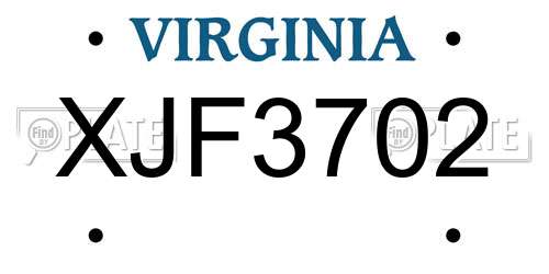 XJF3702 Virginia License Plate