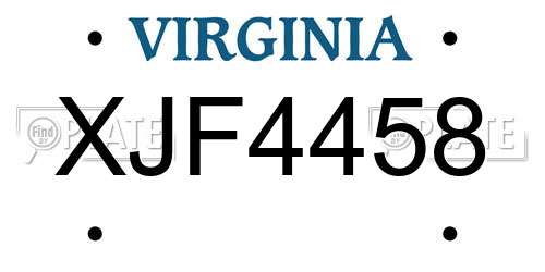 XJF4458 Virginia License Plate
