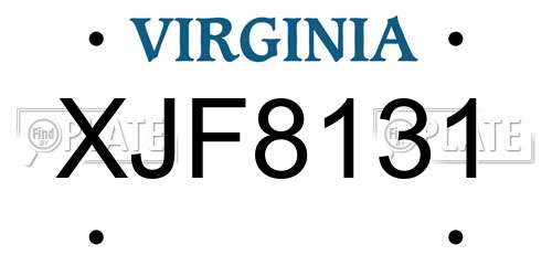 XJF8131 Virginia License Plate