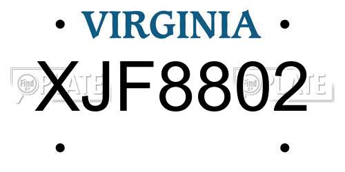 XJF8802 Virginia License Plate