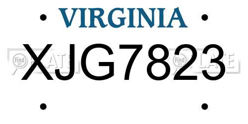 XJG7823 Virginia License Plate