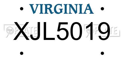 XJL5019 Virginia License Plate