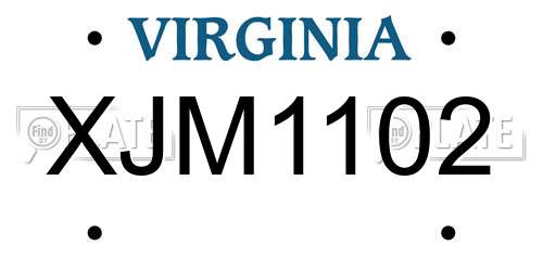 XJM1102 Virginia License Plate