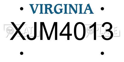 XJM4013 Virginia License Plate