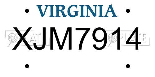 XJM7914 Virginia License Plate