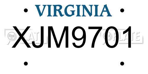 XJM9701 Virginia License Plate