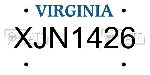 XJN1426 Virginia License Plate