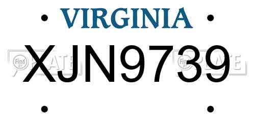 XJN9739 Virginia License Plate
