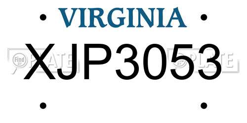 XJP3053 Virginia License Plate