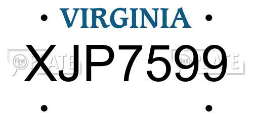 XJP7599 Virginia License Plate