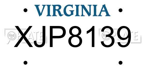 XJP8139 Virginia License Plate