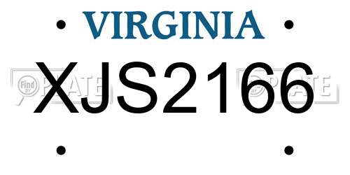 XJS2166 Virginia License Plate
