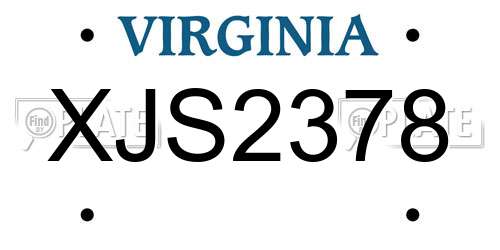 XJS2378 Virginia License Plate
