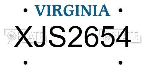 XJS2654 Virginia License Plate