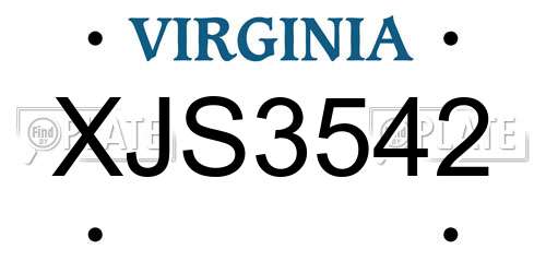 XJS3542 Virginia License Plate