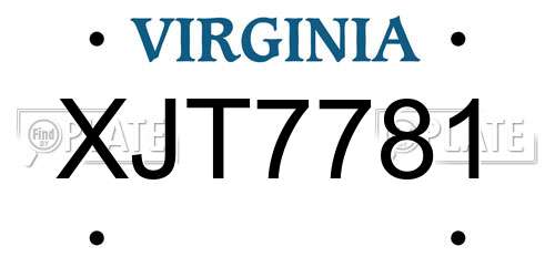 XJT7781 Virginia License Plate