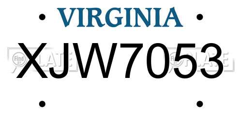 XJW7053 Virginia License Plate
