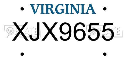 XJX9655 Virginia License Plate