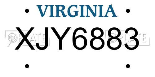XJY6883 Virginia License Plate