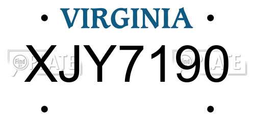 XJY7190 Virginia License Plate