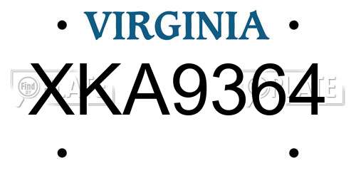 XKA9364 Virginia License Plate
