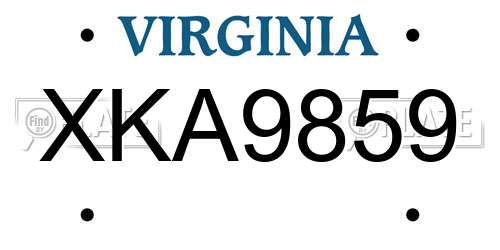 XKA9859 Virginia License Plate