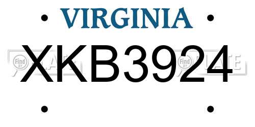 XKB3924 Virginia License Plate