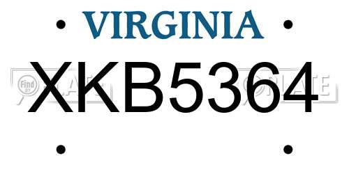 XKB5364 Virginia License Plate