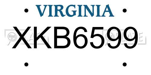 XKB6599 Virginia License Plate