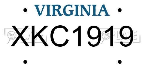 XKC1919 Virginia License Plate