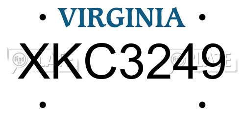 XKC3249 Virginia License Plate