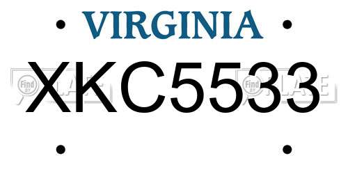 XKC5533 Virginia License Plate