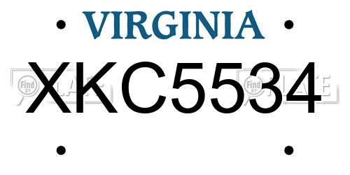 XKC5534 Virginia License Plate