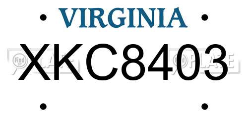 XKC8403 Virginia License Plate