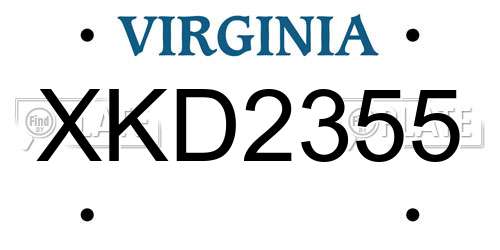 XKD2355 Virginia License Plate