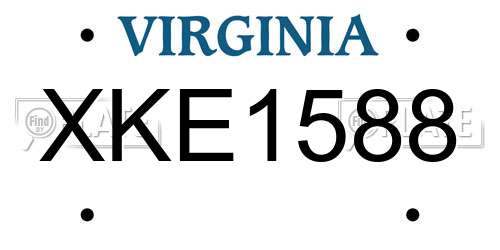 XKE1588 Virginia License Plate
