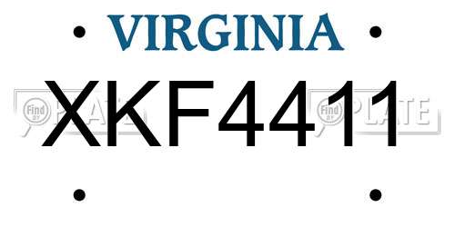 XKF4411 Virginia License Plate