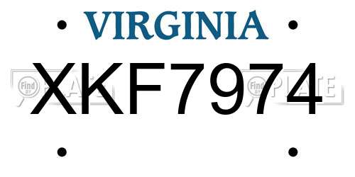 XKF7974 Virginia License Plate