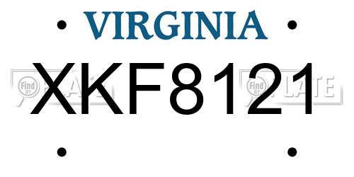 XKF8121 Virginia License Plate