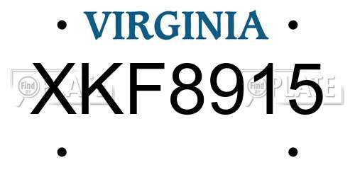 XKF8915 Virginia License Plate